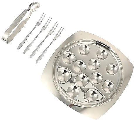 Mikinona 1 Set Di Piatti Per Lumache Piatti Da Portata Per Ristorante Resistenti Calore Pinze Per Lumache Forchette