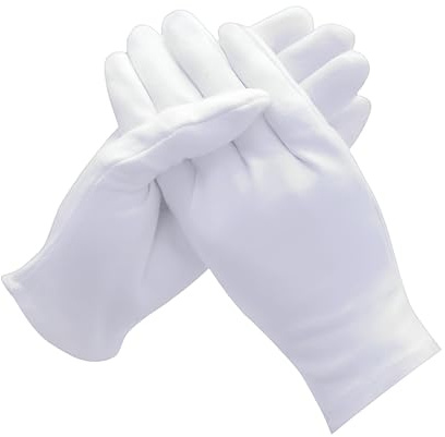 BWEISSTH 28 Pcs (14 Pairs) White Cotton Gloves for Dry Hand Moisturizing Cosmetic Eczema Hand Spa and Coin Jewelry Inspection, Checking,Serving Gloves Stretchable Lining Gloves Moisturizing Gloves