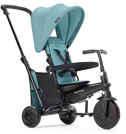 smarTrike STR3 Tricycle pliable pour enfant de 1, 2, 3 ans, 6 en 1, multi-étages, turquoise