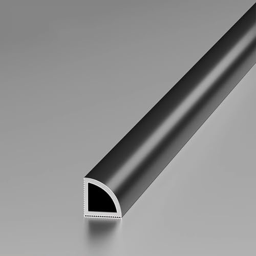 Kakelprofil, Kvartscirkelformad Kantlist 125 Cm (2 Stycken) – Keramiskt Kantskydd För Kakel, Lång Kakellist För Badrum, Kontor, Hotell Och Skolor(Matte black,20x20mm)