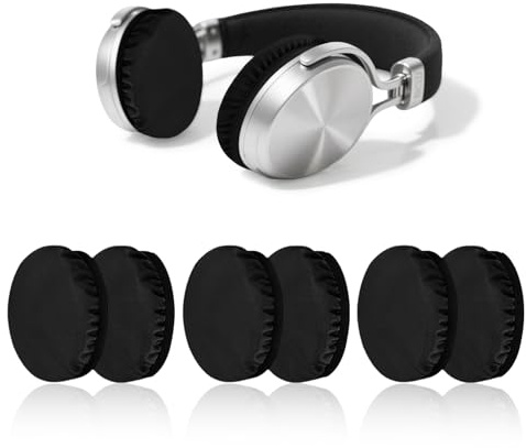 Ztolbriy Lot de 6 Housses de Casque Extensibles et Lavables - Coussinets d'oreilles pour Casque 6-8.5 cm, Protection Contre la Sueur pour Sport et Jeux (Noir)