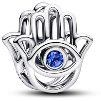 PANDORA Moments 794062C01 - Charm a forma di mano di Fatima in argento sterling con cristalli artificiali, compatibile Moments