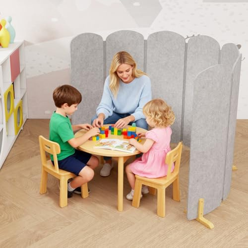 Foldable Kids Room Divider, Freestanding Classroom Partition,Toddler Play Screen, Children's Playroom Separator, Noise Reducing Felt Panel for Preschool, Daycare & Focused Learning at Home Library