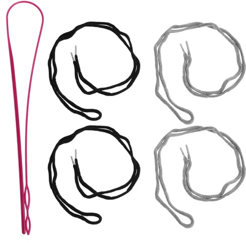 GLSTOY Kit de Reemplazo para Cordones de Pantalones con Cordón para Sudaderas Joggers Chaquetas y Shorts Dispositivo Multiusos para Pasar Cuerda y Tiras de Cintura Color Gris y Negro