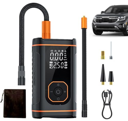 Portable Air Compressor, Rechargeable Digital Tire Pump, 7.8x5.2x13.5cm Automotive Inflator with ABS Build, Vehicle Bicycle Accessory, Ball Car Tool with Compact Design, Auto Use for Inflation
