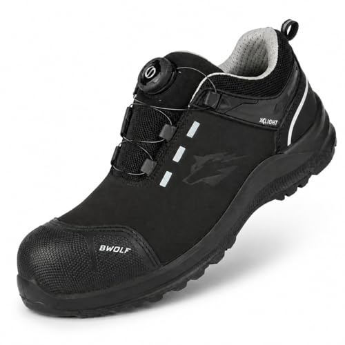 BWOLF Defender FIT S3S Chaussures de sécurité pour homme et femme – Chaussures de sécurité légères S3, imperméables, sans métal, embout composite, Noir , 41