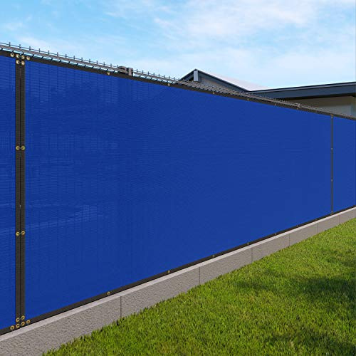 WINDSCREEN4LESS 6' x 25' Privacy Fence Screen in Blue for Chain Link Fence W/ Brass Grommet Windscreen Outdoor Backyard Mesh Fencing Cover Netting 150GSM Fabric - Custom
