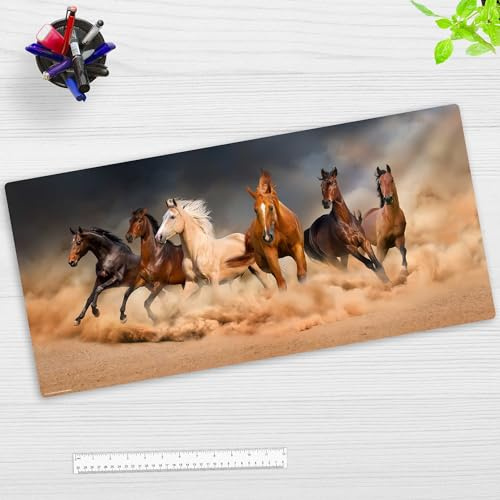 Sous-main de bureau pour enfants et adultes - « Chevaux sauvages » - En vinyle de qualité supérieure - 84 x 40 cm - Sous-main antidérapant avec la meilleure protection - Fabriqué en Allemagne