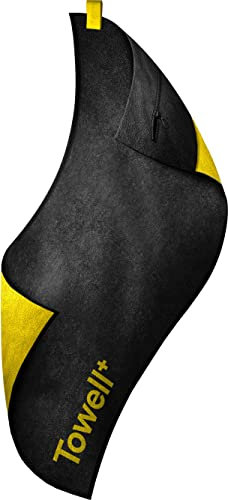 STRYVE Towell + | Sporthandtuch mit Tasche und Magnetclip, Black and Yellow Edition/Schwarz Gelb - Bekannt aus Die Höhle der Löwen
