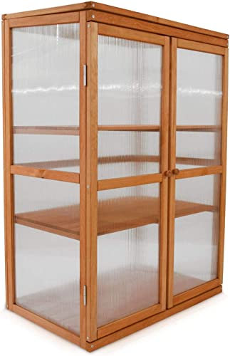 Serre en Bois Jardin châssis 3 étagères modèle : Printemps 76x47x110,5cm