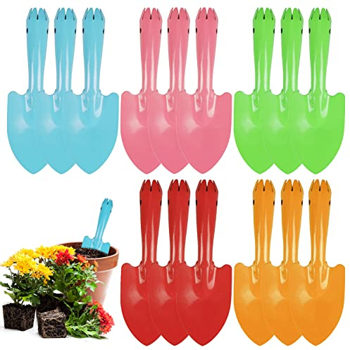 Mini Colorful Trowel Metal Garden Hand Shovels, 15 pcs Garden Tools for Kids Teens Adults Soil Planting Sand Box
