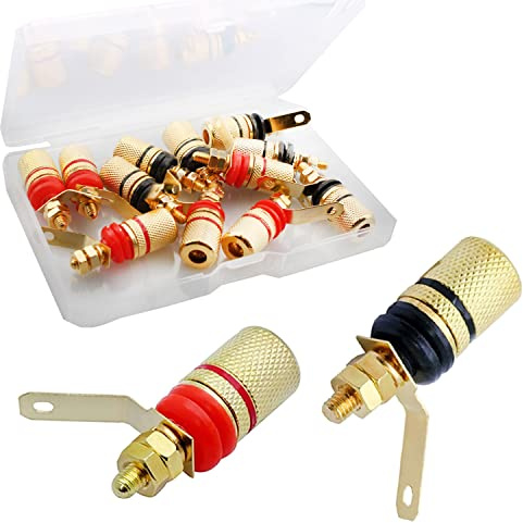 RUNCCI-YUN 12 stycken 4 mm bindning post banankontakt högtalare terminal bindning post banankontakt banankontakt anslutningsklämma förgylld
