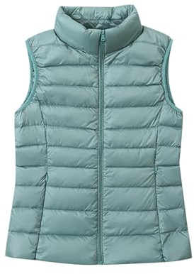Chaleco Plumas Mujer Ligero Ultraligero Plumon Chaleco Plumífero Señora Chaqueta Plumiferos sin Mangas Azul 4XL