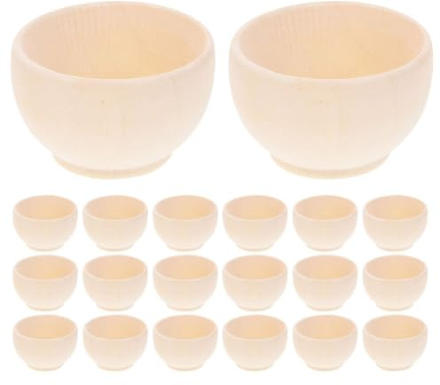 EXCEART 20Pcs Small Wooden Bowls for Crafts Mini Blank Wood Bowls for DIY Painting Decorative Bowls for Home and Party Use