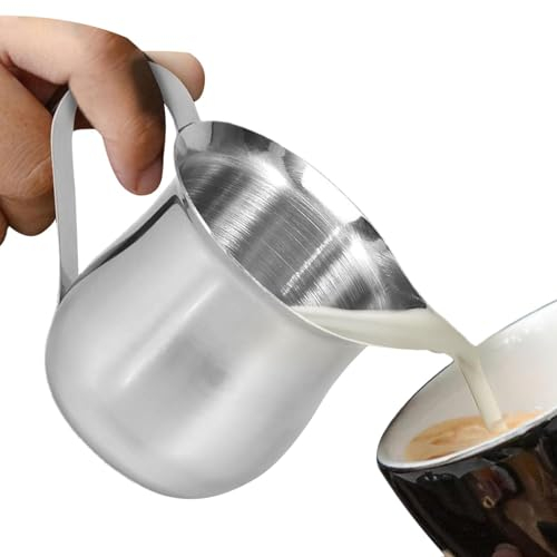 Generisch Brocca per il latte in acciaio inox, piccola caraffa per il latte per l'espresso, piccola brocca per la schiumatura del latte, piccola per cappuccino, latte art, PN1D7BZBRC3C5THHAF