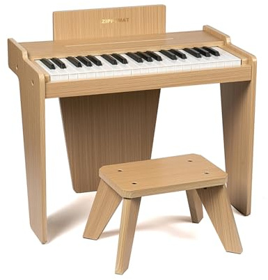 ZIPPY MAT Tastiera per bambini, pianoforte digitale a 37 tasti per bambini, strumento educativo musicale, pianoforte in legno per 3+ ragazze e ragazzi (Quercia Basic)