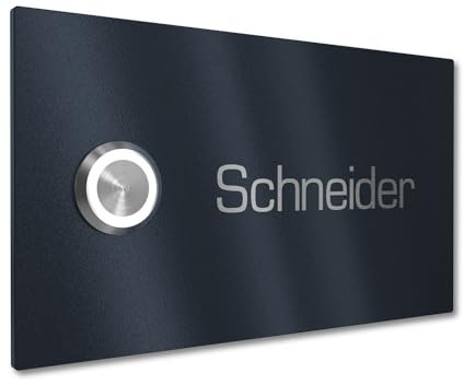 Graviers Design Campanello famiglia con LED a pressione con incisione di 1 nome - V2A acciaio inox 140x80 mm - incasso selezionabile esterno per porta d'ingresso di casa