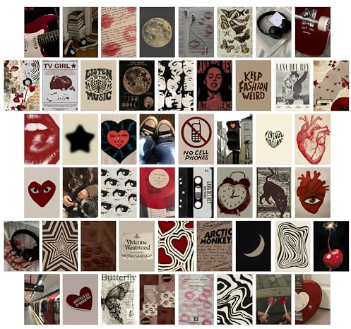 50 Pcs Downtown Girl Room Decor Aesthetic, Y2k Wall Collage Kit Aesthetic Pictures, Coquette Wall Art Posters Prints Y2k Posters for Bedroom, Vintage Pictures Wall Decor for Dorm