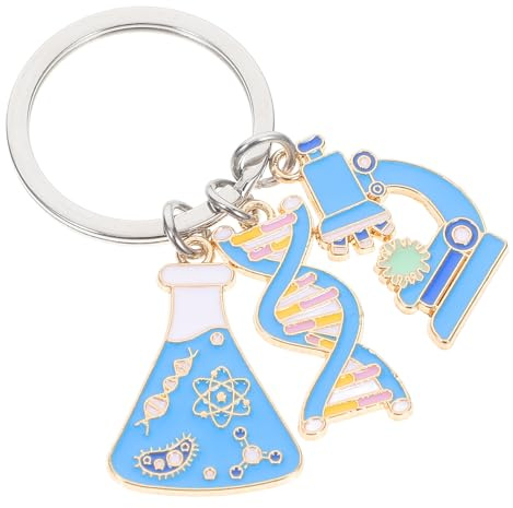 TENDYCOCO Porte-clés scientifique avec microscope, décoration de laboratoire pour sacs, portefeuille, cadeau pour étudiants de biologie et amateurs de sciences