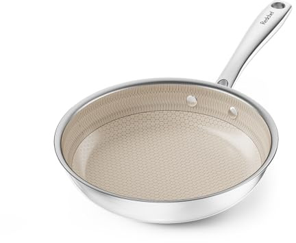 Redchef Antihaftbeschichtete Hybrid-Eier-/Omelettpfanne, 20 cm, Keramik-Bratpfanne, dreilagige Edelstahl-Pfanne, ungiftig, PFAS PFOA/PTFE-frei, spülmaschinen-/ofenfest, geeignet für Induktionsherde