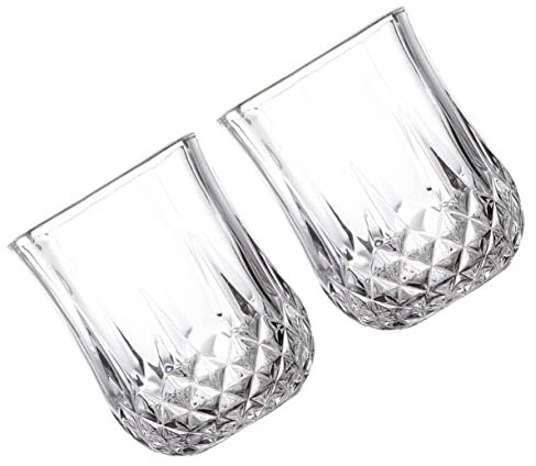 DECHOUS Glass Faceted Beer Cup 2pcs 210ml Short Version Juice Cup Cocktail Coffee Milktea Martini Tumbler Decorative Party Home Use