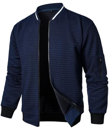 HOOD CREW Men’s Zip Up Lightweight Bomber Jacket Casual Windbreaker Sport Varsity Jacket