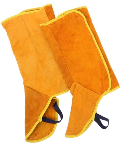 KONTONTY Cubiertas Protectoras para Botas de Soldador de Cuero Bovino Resistentes a Chispas Calor, Ignífugas, Talla Corta, para Uso Industrial y Trabajo en Soldadura,