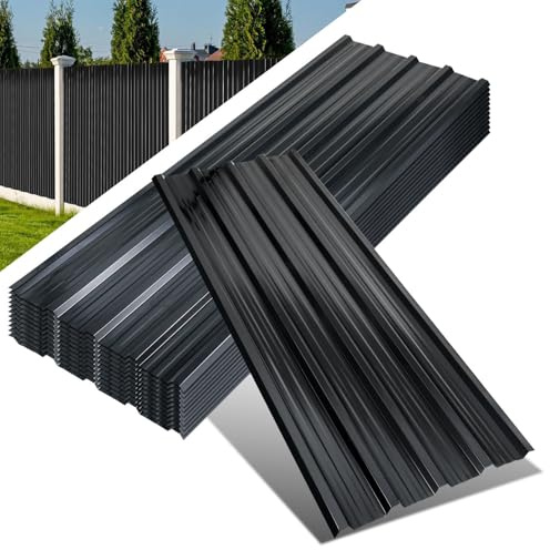 Ollewiellan 24X Lamiera trapezoidale 129×46cm – 14m², lastre di lamiera ondulata per tetto 0,25mm, lamiera per tetto in acciaio zincato per casetta degli attrezzi, carport, serra – Antracite Guanti