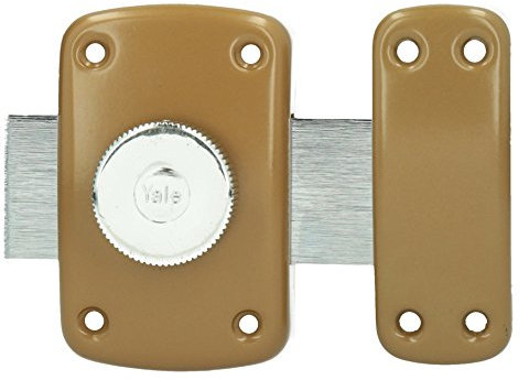 Yale Verrou de Porte Bouton/Cylindre - Ouverture à Bouton intérieur, Clé extérieur - Cylindre diamètre 23 mm, Longueur 45 mm, 5 goupilles - YV10BT/45-3 clés, Marron Doré