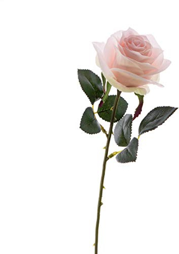 artplants.de Künstliche Rose Simony, zartrosa, Textil, 45cm, Ø 8cm - Kunstblume