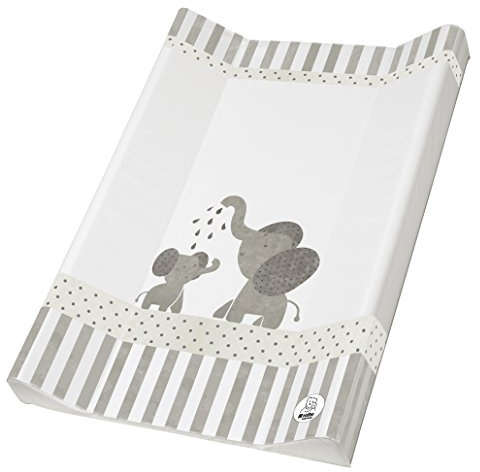 Rotho Babydesign Wickelauflage Keil (50 x 70 cm) - wickelauflage - wickeltischauflage - abwaschbar - wickelmatte - wasserdicht - Motiv Modern Elephant
