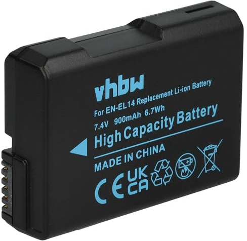 vhbw Akku kompatibel mit Nikon D3100, D3200, D3300, D3400 Kamera Digicam DSLR (950mAh, 7,2V, Li-Ion) mit Infochip