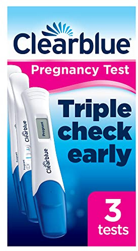 Clearblue Pregnancy Test Ultra Early Triple-Check Combo Pack, Results 6 Days Early (Visual Sticks) and Accurate Reading In Early Pregnancy (Digital Stick), Kit Of 3 Tests (1 Digital, 2 Visual)