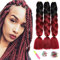 Extensiones de Pelo Trenzas Africanas, Showjarlly 24 Pelo Trenzas Africanas Extensiones, 3 Pc Pelo Sintetico Trenzas de Crochet Para Pelo Trenzas Africanas Extensiones Negro/Vino Tinto