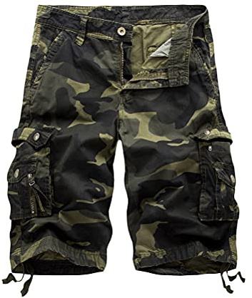 shownicer Shorts Cargo Homme Baggy Rétro Pantacourt Outdoor Bermudas Casual Pantalon Court Multi-Poches de Loisir Travail Sport Jogging Grande Taille B Vert Armée XXL