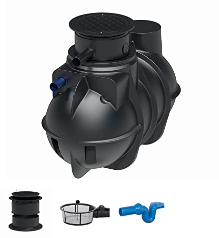 GreenLife Zisterne Erdtank 2000 Liter Standard inkl. Ausgleichsdom, Zisternendeckel, Regenwasserfilter und Überlaufsiphon - Regenwasserbehälter BZW. Regenwassertank unterirdisch für Regenwasser