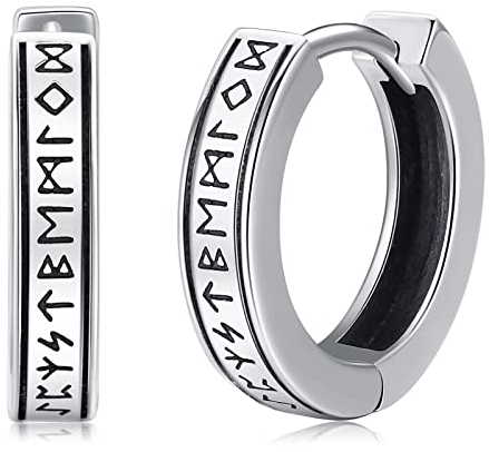 Eusense Wikinger Creolen Herren aus 925 Sterling Silber, Nordischer Rune Herren Ohrringe Wikinger Schmuck Geschenke für Männer und Frauen