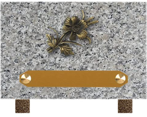 France Tombale Plaque funéraire personnalisée - Granit - assemblée en France - bronze pensée - H 12 X L 18 cm - 1 texte