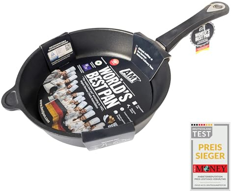 AMT Gastroguss The World’s [.] Casserole Frying Pan Induction, 10.2 inch, 2.8 inch deep, Die-Cast Aluminum Deep Skillet, Induction Stovetop, Lotan® Non-Stick Coating, Chef Pan, AMZN-I-726-US