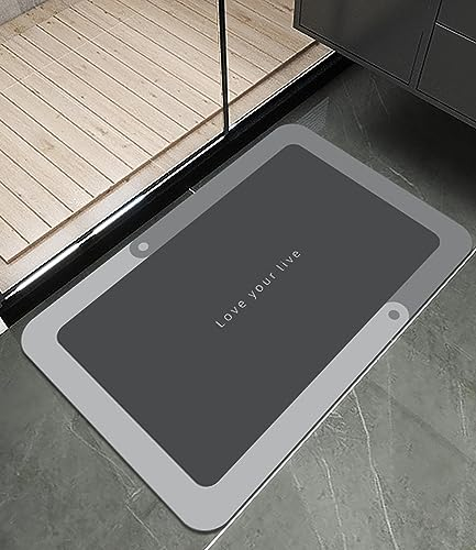 Jissta Badematte Rutschfester, 40x60cm Badezimmerteppich Badteppich Badvorleger Absorbierende Bodenmatte Waschbar Mikrofaser Schnelltrocknende Teppich Badezimmer rutschfeste Home, Grau
