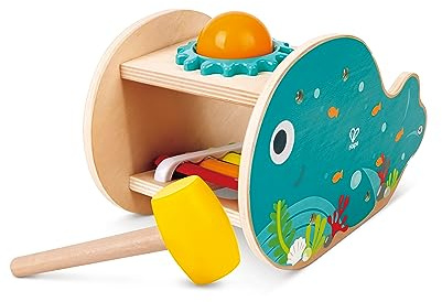 Hape: Musical Whale Tap Bench - Pound & Play Wooden Sound Toy, Xylophone, Playful Ocean Design, Knock The Ball, Baby, Kids & Toddlers Ages 18mo+