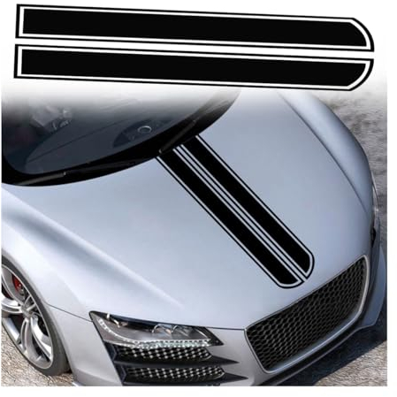 JNNJ Car Hood Decal, 130cm X 24cm Bonnet Strip Sticker, Car Racing Car Body Side Skirt Roof Bonnet Bumper Sticker, Auto Universal Personality Decal Accessories, for Most Vehicle Headers(Black)