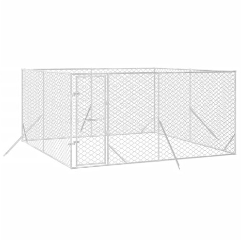 vidaXL Chenil d'extérieur pour Chiens argenté 4x4x2 m Acier galvanisé, chenil pour Chiens, Cage pour Chiens, Cage pour Animaux de Compagnie, Niche