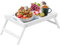 Mantraraj Bamboo Bed Table with Foldable Legs, Multipurpose Laptray Breakfast in Bed Tray, Snack Tray For Sofa, Laptop Stand - (White,60.5W x 30L x 23Hcm)