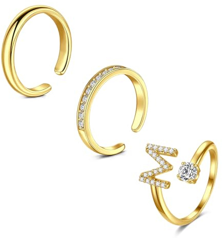 Mayhoop Anillos del dedo del pie para las mujeres de las muchachas anillos del dedo del pie abierto ajustable de oro de plata anillo de cola anillos de dedo anillo nudillo