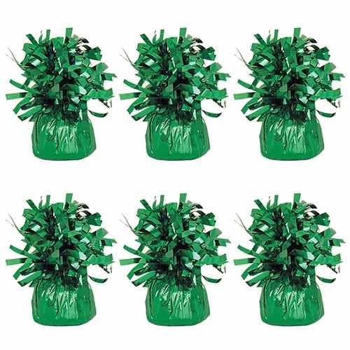 PARTYRAMA.CO.UK Foil Helium Balloon Weights - Pack of 6 - Durable & Colourful Emerald Green Balloon Weights for Birthdays Parties, Events & Celebrations - Perfect Balloon Weight Holders