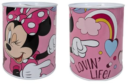 My sweety pop Minnie Mouse Pink Metal Money Box - School - Coin Storage - 12cm - Gift Idea