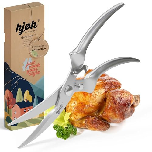 kjøk Premium Geflügelschere aus Edelstahl - Mehrzweck-Küchenschere zum Schneiden von Geflügel - Transchierschere als Hähnchenschere, Gansschere oder Entenschere, immer der richtige Profi Küchenhelfer