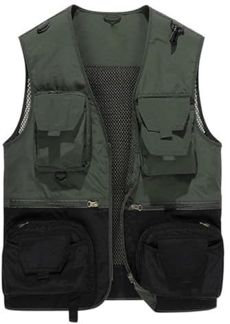 YOUTHUP Men's Fishing Vest Outdoor Summer Utility Work Safari Vests Multi Pocket Hunting Travel Photo Gilet