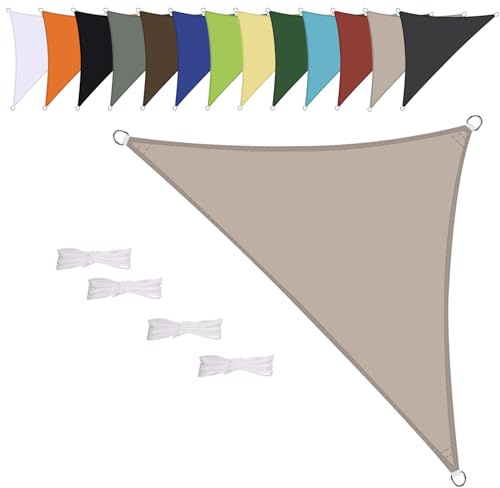 Vela ombreggiante Triangolare 2x2x2.8m Impermeabile Tenda a Vela Parasole Protezione Solare Anti UV per Giardino Esterno Terrazza-Taupe